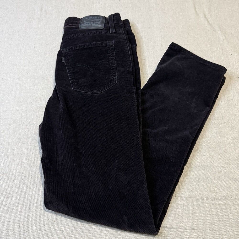 Levi's Women's 724 High Rise Slim Straight Jean Black Corduroy Size 28